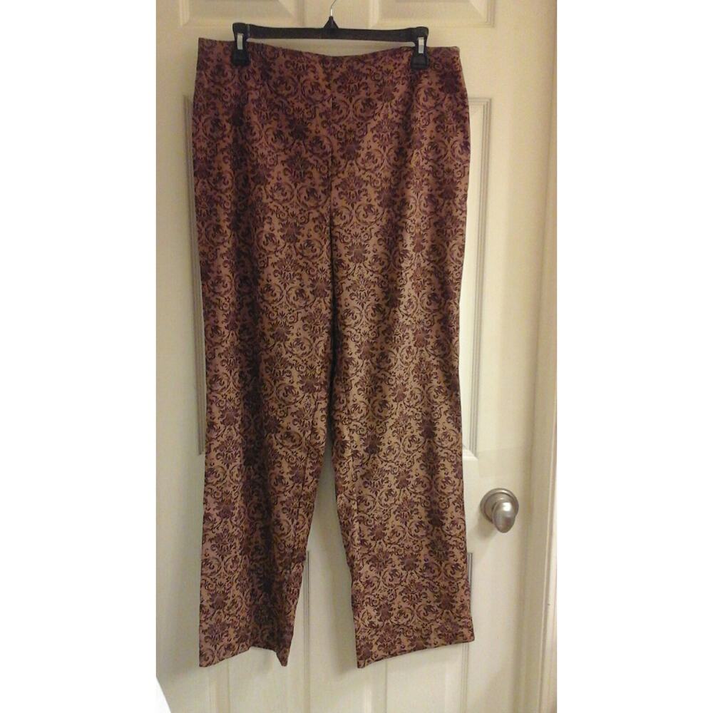 Vintage Sarah B Studio Pants Women 12 Straight Floral design Capsule Monochrome